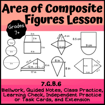 Preview of Area of Composite Figures Complete Lesson: Bellwork, Notes, Practice, Extension