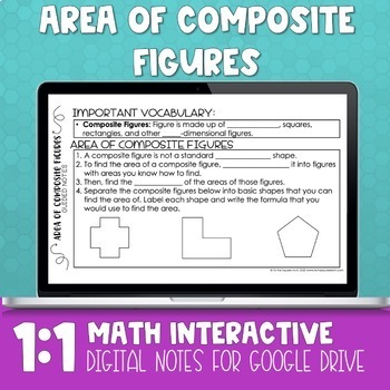 Preview of Area of Composite Figures Digital Math Notes