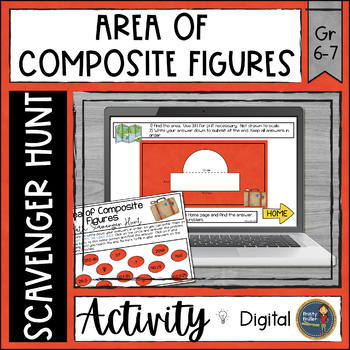 Preview of Area of Composite Figures Digital Math Scavenger Hunt - Word Problems