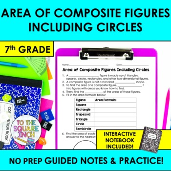 Preview of Area of Composite Figures with Circles Notes & Practice |+ Interactive Notebook 