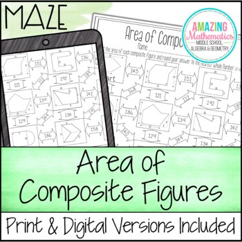 Preview of Area of Composite Figures Worksheet - Maze Activity