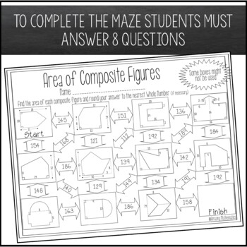 area of composite figures worksheet maze activity by amazing mathematics