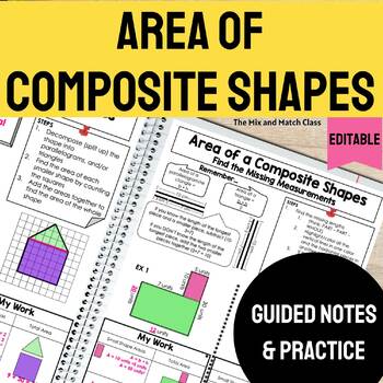 Preview of Area of Composite Figures Notes | Irregular Shapes EDITABLE