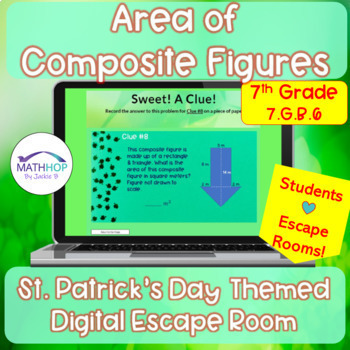 Preview of Area of Composite Figures St. Patrick's Day Themed Digital Escape Room