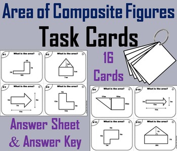 Preview of Area of Composite Figures/ Shapes Task Cards Activity (Geometry Practice Review)