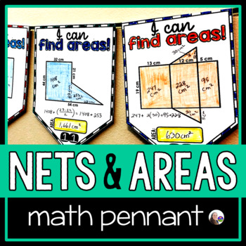 Preview of Area of Composite Figures and Nets Math Pennant Activity