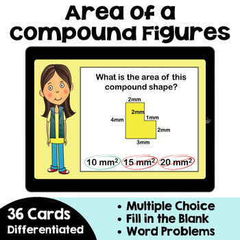 Preview of Area of Compound Figures Boom Cards | Self Correcting Digital Task Cards
