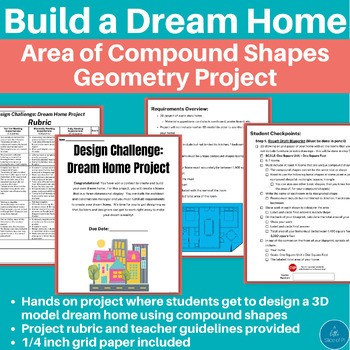 Preview of Area of Compound Shapes | Dream Home Project | Area of Composite Figures | Math