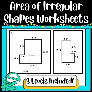 Preview of Area of Irregular Shapes Worksheets- Differentiated for Beginners- Third Grade