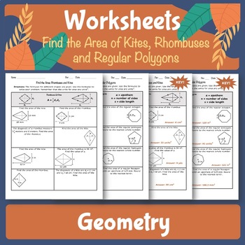 Preview of Area of Kites, Rhombuses, & Regular Polygon Worksheets