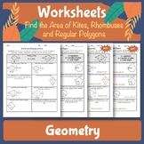 Area of Kites, Rhombuses, & Regular Polygon Worksheets