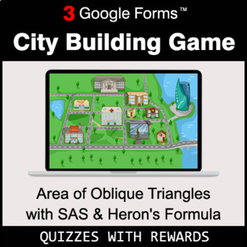 Preview of Area of Oblique Triangles with SAS & Heron's Formula | City Building Game