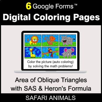 Preview of Area of Oblique Triangles with SAS & Heron's Formula - Digital Coloring Pages