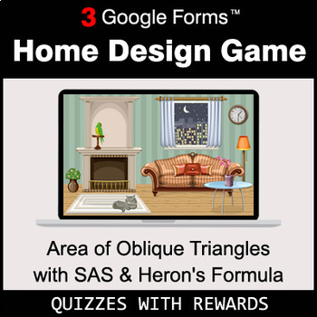Preview of Area of Oblique Triangles with SAS & Heron's Formula | Home Design Game