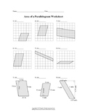 Area of Parallelogram Worksheet