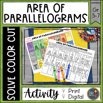 Preview of Area of Parallelograms Math Activity - Solve Color Cut & Paste