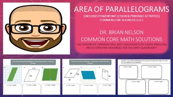 Preview of Area of Parallelograms (PowerPoint Lesson and Printables)