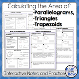 Area of Parallelograms, Triangles, and Trapezoids - Notes 