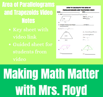 Preview of Area of Parallelograms and Trapezoids Video Notes
