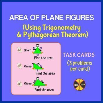 Preview of Area of Plane Figures (using Trigonometry & Pythagorean Theorem) - 18 Problems