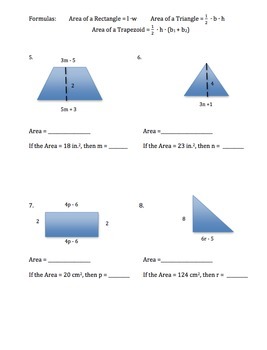 Area of Polygons (Distributive Property, Substitution, and ...