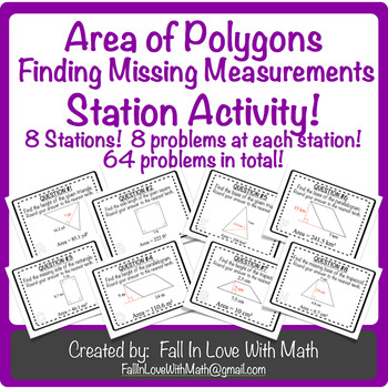 Preview of Area of Polygons - Finding Missing Measurements Station Activity!