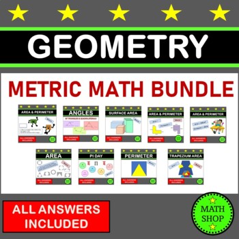 Preview of Area of Polygons Metric System Area of Composite Figures Geometry Bundle