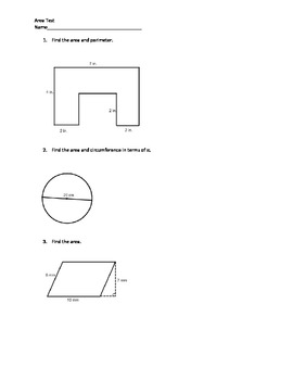 Preview of Geometry Area of Polygons Test