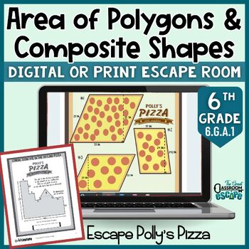 Preview of Area of Polygons and Composite Shapes Sixth Grade Math Geometry Escape Room