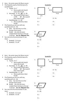 Preview of Area of Quadrilaterals ISN Notes