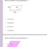 Area of Quadrilaterals & Triangles Quiz GOOGLE FORM! 6.G.A.1