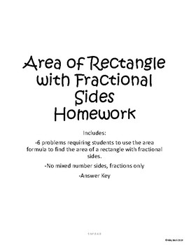 Preview of Area of Rectangle with Fractional Sides Practice Worksheet