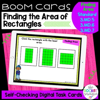 Preview of Area of Rectangles BOOM™ Cards | 3.MD.5 | 3.MD.6 | 3.MD.7