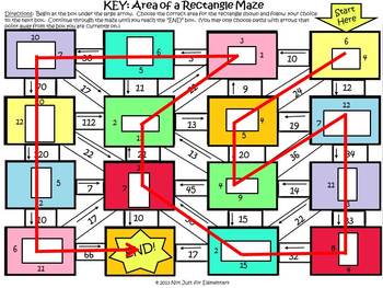 Area of Rectangles: Measurement Maze Activity by Fun's Not Just for