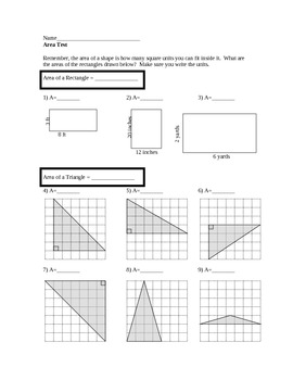 Preview of Area of Rectangles Triangles Parallelograms Trapezoids and Circles TEST (34 Q)