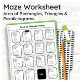 Area of Rectangles, Triangles and Parallelograms Maze Worksheets