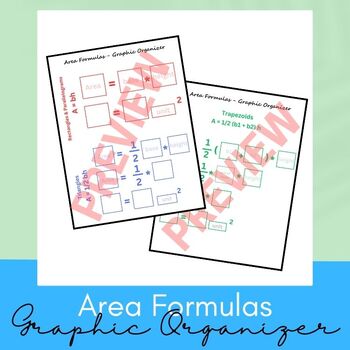 Preview of Area of Rectangles, Triangles, and Trapezoids Graphic Organizer