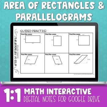 Preview of Area of Rectangles and Parallelograms Digital Notes