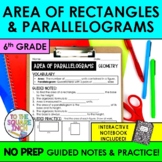 Finding Area of Rectangles and Parallelograms Notes & Prac
