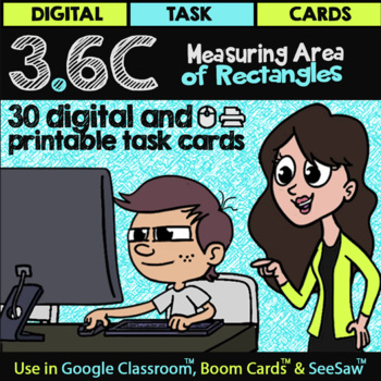 Preview of Area of Rectangles for Google Slides™ Forms™ & Boom Cards™ | Math TEK 3.6C