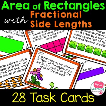 Preview of Area of Rectangles with Fractional Side Lengths Task Cards