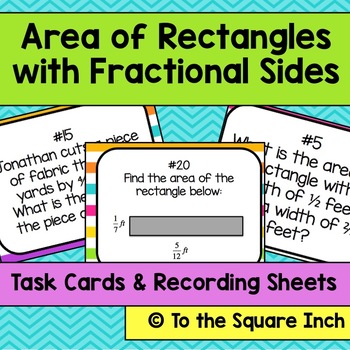 Preview of Area of Rectangles with Fractional Sides Task Cards Practice Activity