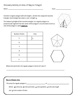 Preview of Area of Regular Polygon Student Self Discovery Activity