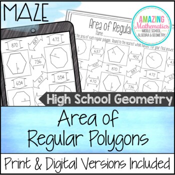 Preview of Area of Regular Polygons Worksheet - Maze Activity