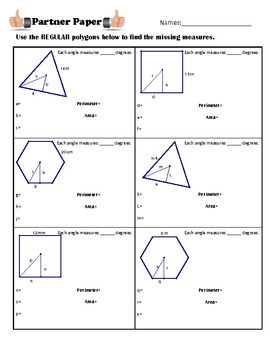 Preview of Area of Regular Polygons Partner Paper