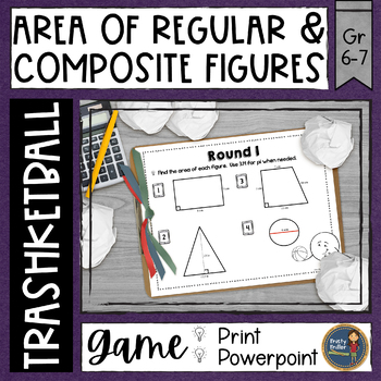 Preview of Area of Regular and Composite Figures Trashketball Math Game