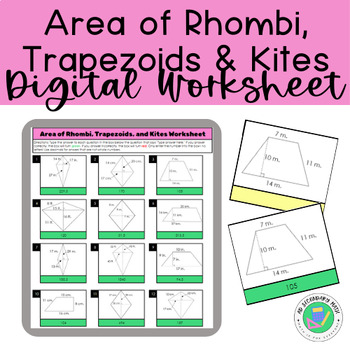 Preview of Area of Rhombi, Trapezoids, and Kites Worksheet