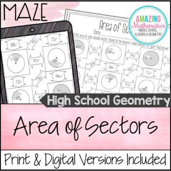 Preview of Area of Sectors Worksheet - Maze Activity