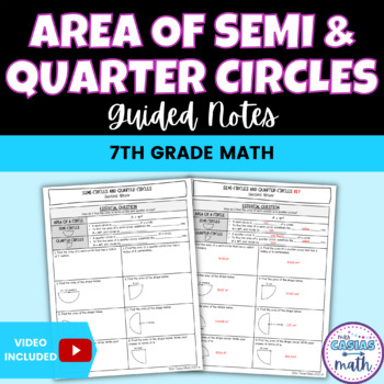 Preview of Area of Semi Circles and Quarter Circles Guided Notes Lesson