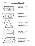 Area of Shaded Region Worksheet